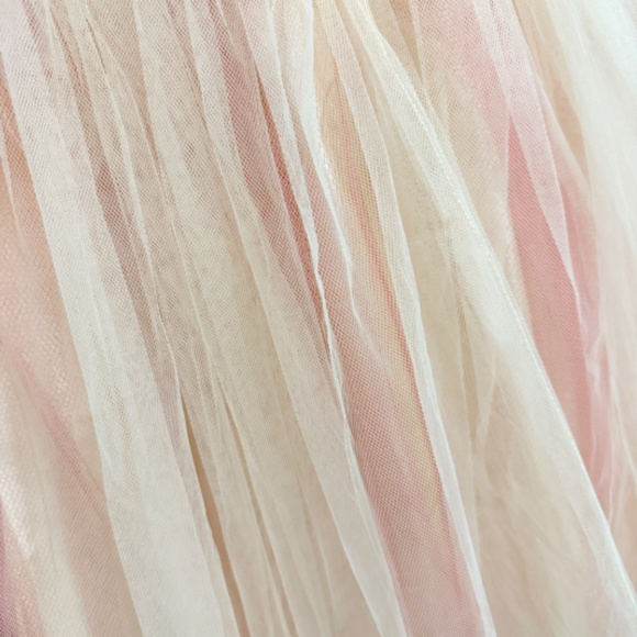 Vintage 1950s Sylvia Ann Bridal Fit & Flare Pale Yellow and Peach Tulle Dress - Picture 6 of 11